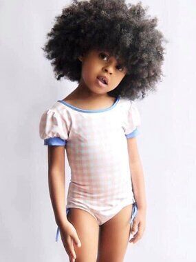 Girls Wildling by Well Dressed Wolf Pink Gingham Swimsuit Leotard Style sz 9/10